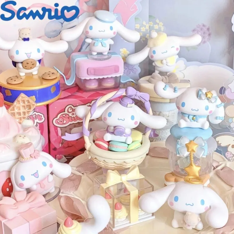 2023 Echte Sanrio Pvc Cinnamorroll Dessert Huis Blinde Doos Beeldje Kawaii Collectie Speelgoedkamer Decoate Verrassing Cadeau Voor Meisje