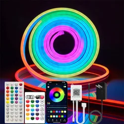 RGB LED Smart Neon Strip Flexible Lighting Color Changing DIY Home Bedroom Decoration Holiday Party APP Control Bluetooth Remote