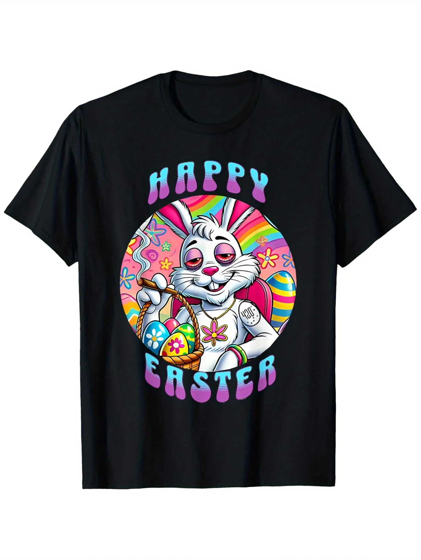 

Easter Cotton Bunny T-Shirt Gifts for Family and Friends, Cozy Summer Men'S Women'S T-Shirt 180g