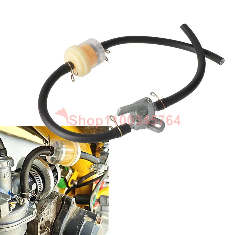 Universal motorcycle gas fuel filter and fuel line for 49cc 50cc 110cc 125cc 4 stroke motocross dirt bike pit bike moped kart