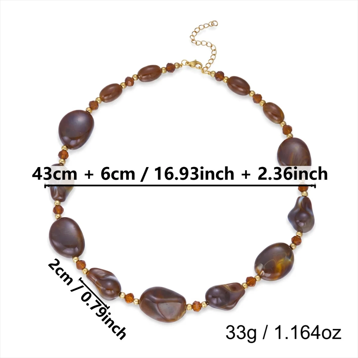 Vintage Unregelmäßige Braune Acryl-Perlenkette für Damen und Herren, Lässiger Minimalistischer Kristall-Abstandsperlen-Choker, Ins Ästhetischer Schmuck – Detail 31