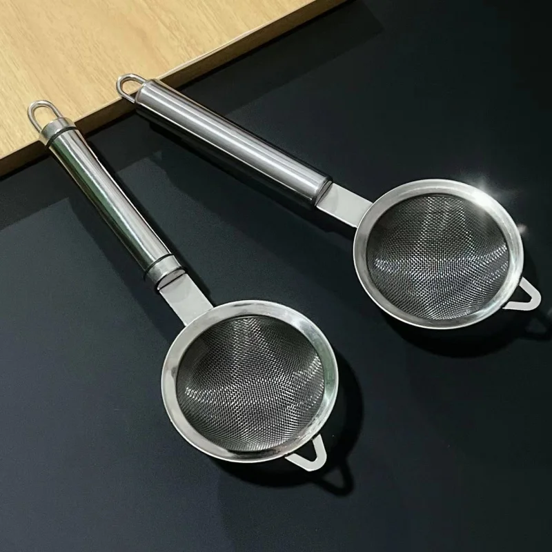 Round handle oil grid flour sifter mesh filter oil grid stainless steel strainer strainer stainless steel flour sifter