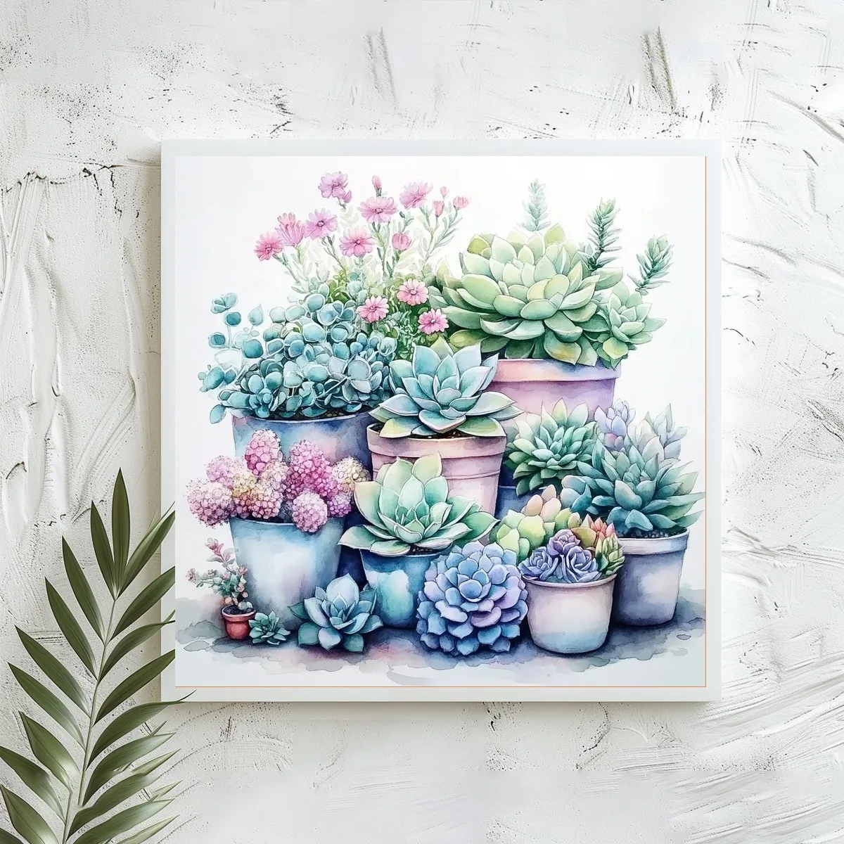 1 Stück 40x40 cm/15,74 Zoll, 11CT/14CT Kreuzstich-Set, DIY Valentinstagsgeschenk, Stickerei-Set für Festivals, Sukkulentenpflanzen – Detail 3