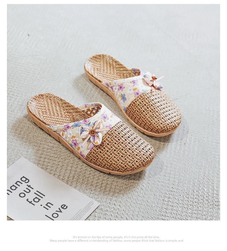 Mntrerm Sub grass Indoor Sommer Indoor Hausschuhe Holzboden leise rutsch feste Haus Frauen Rattan Gras kühlen Indoor Leinen Hausschuhe – Detail 15
