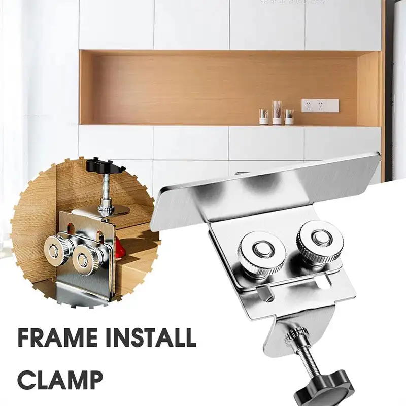 

Stainless Steel Cabinet Door Mounting Jig Quick-Install Cabinet Door Installation Tool Adjustable Cabinets Frame Support Clamp