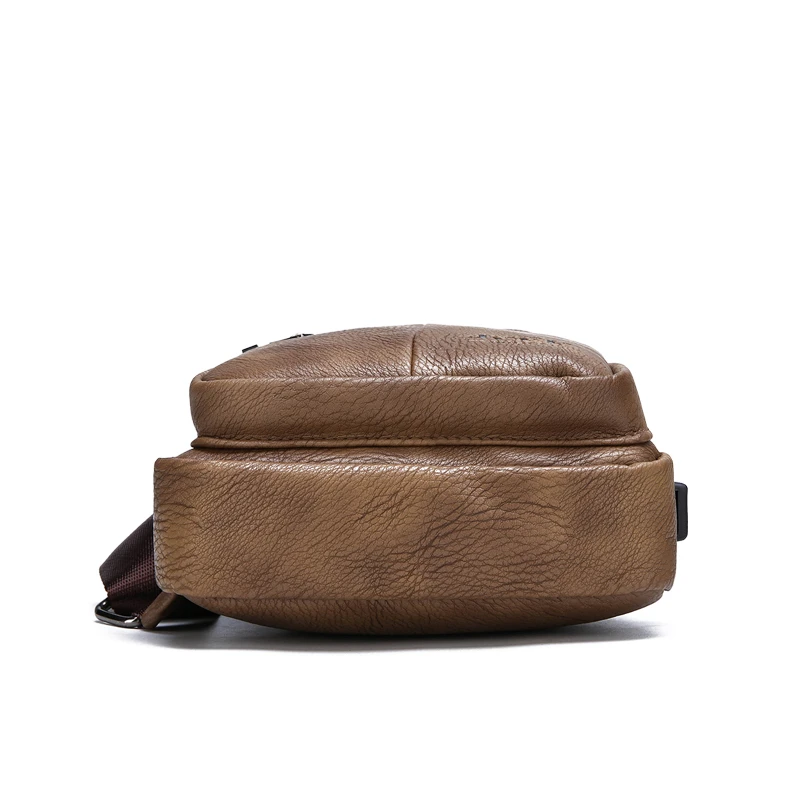 Luxusmarke Känguruleder Herren Brusttasche Reise Wandern Umhängetasche Herren Messenger Bag Leder Brusttasche Sling Bag – Detail 11