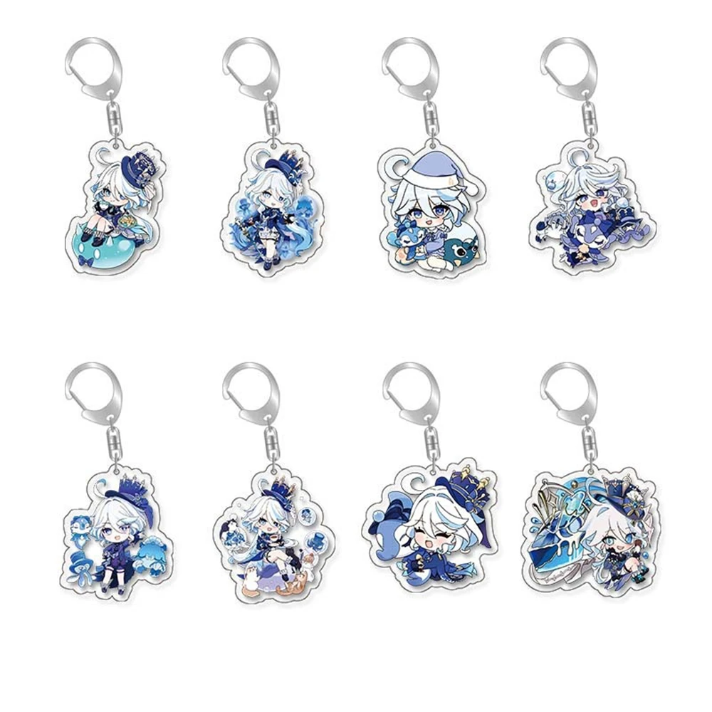 Game Genshin Impact Fontaine Furina Focalors Cosplay Costume Keychain Acrylic Key Chain Pendant Keyring