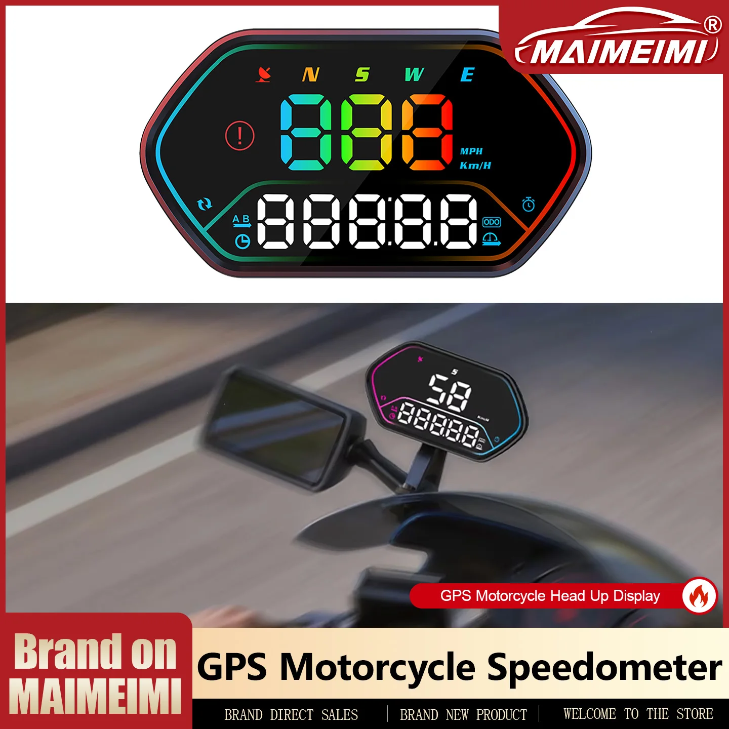 GPS Motorcycle Speedometer HUD Car Head Up Display Waterproof Gauge Compass Stopwatch Time Display with Overspeed Alarm For All
