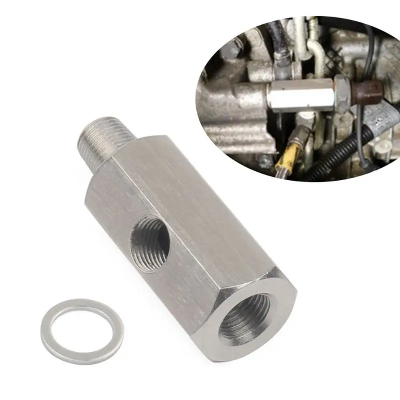 1/8NPT for M10X1 M10X1.5 with Side Hole Car Fuel Pressure Sensor Tee Adapter Feed Line Gauge T Port Fitting -Male Female