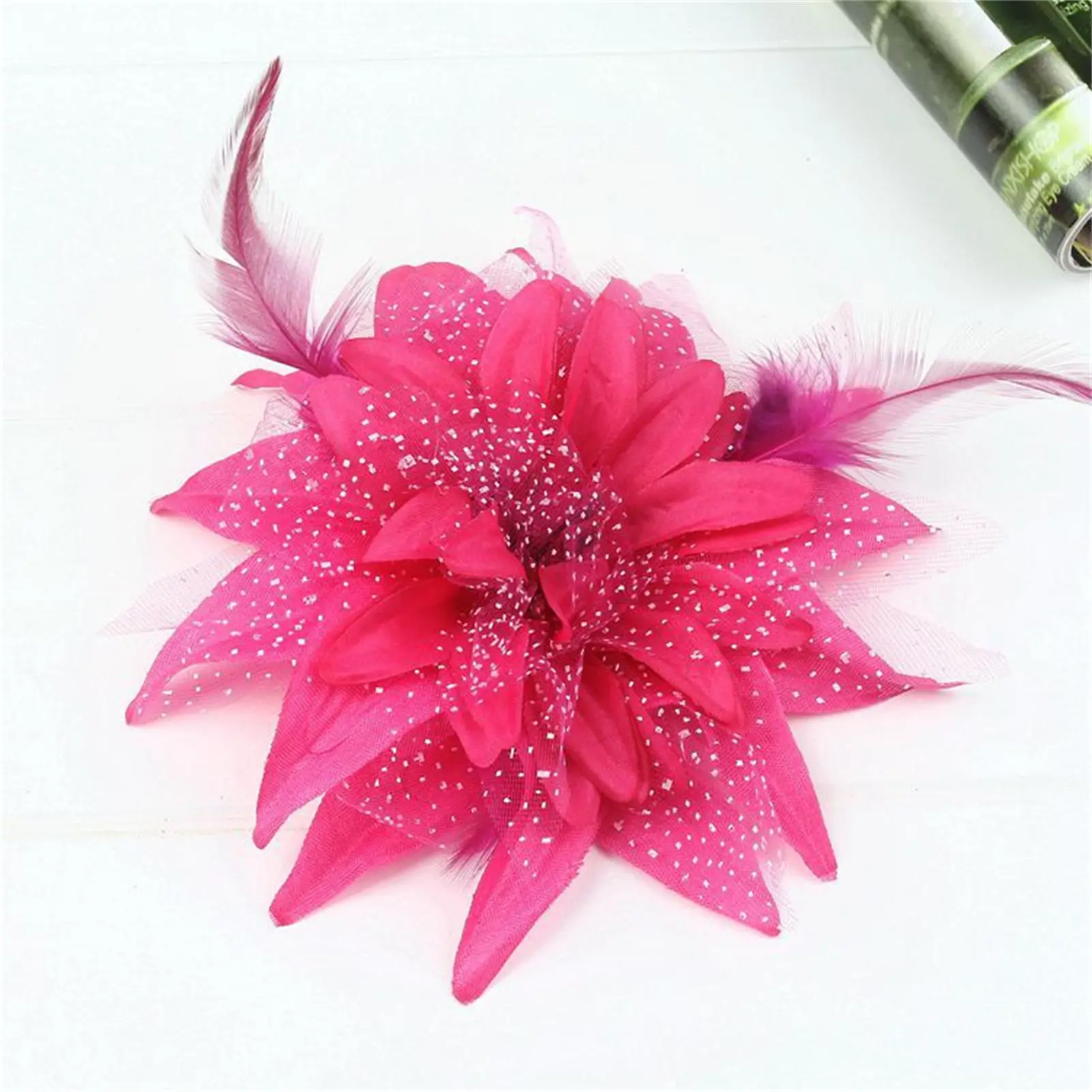 Feather Flower Hair Clip Bead Corsage Bridal Wedding Hair Accessories Lady Prom Brooch Pin Marrige Barrettes Fairy Hair Jewelry