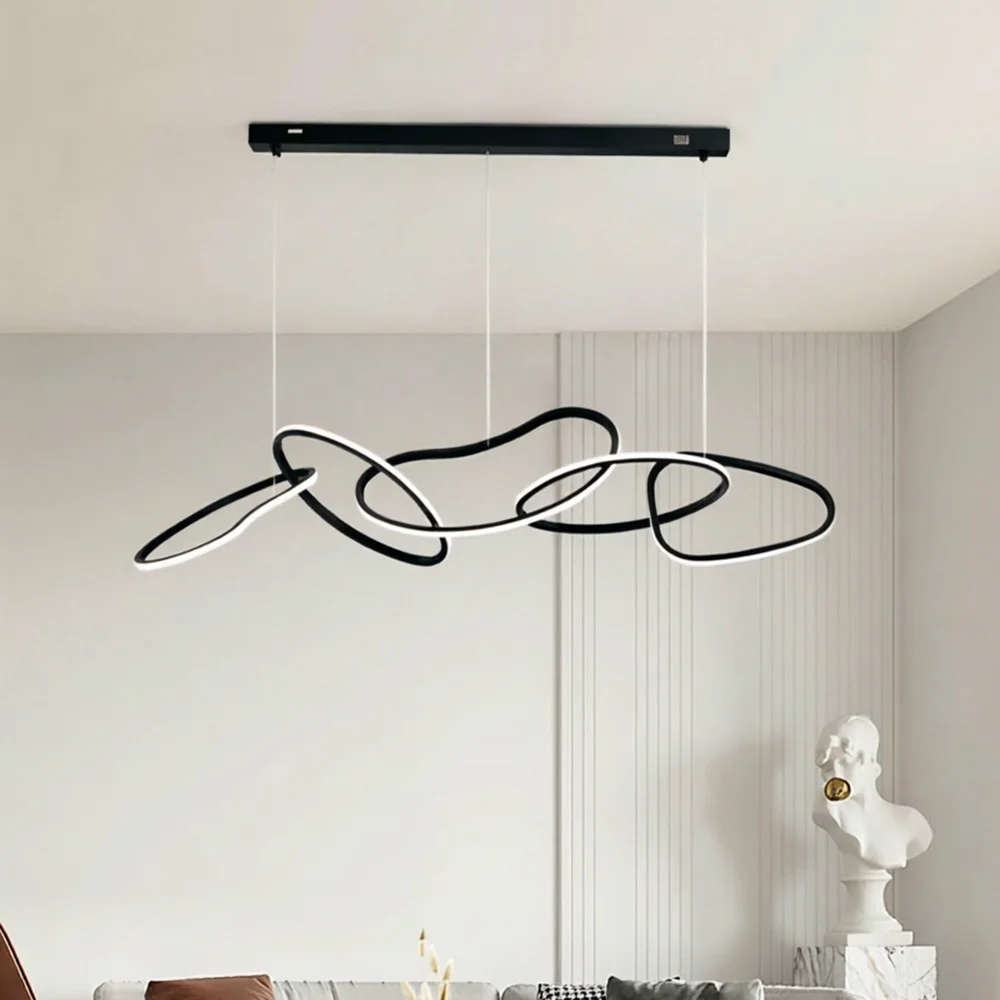 

Современная светодиодная подвесная люстра с нерегулярными кольцами для гостиной и столовой