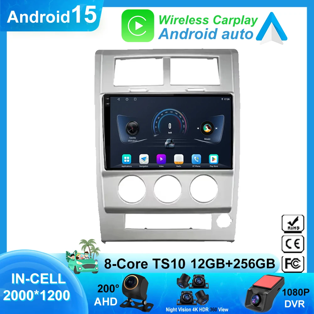 Android Auto Radio de coche Carplay para Jeep Cherokee Liberty KK 2007 - 2012 reproductor Multimedia navegación automática GPS 2Din