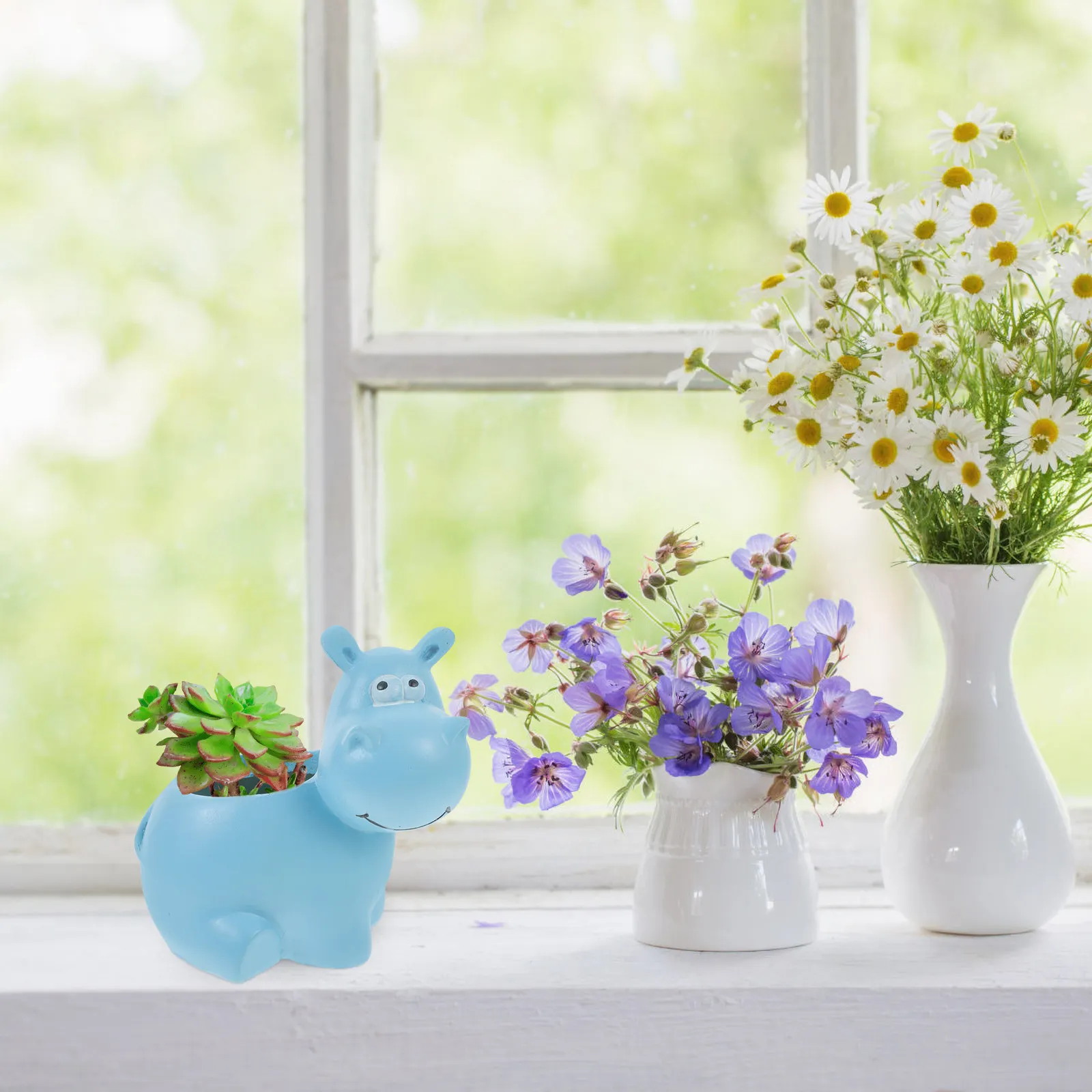 Resin Hippo Flower Pot Durable Creative Succulent Planter Home Garden Balcony Office Decoration Hippo Flowerpot