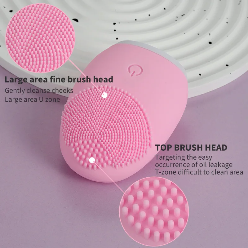 منظف الوجه الكهربائي تدليك الوجه لينة الشعر سيليكون فرشاة تنظيف السيدات مزيل ماكياج التنظيف العميق أداة التجميل #4