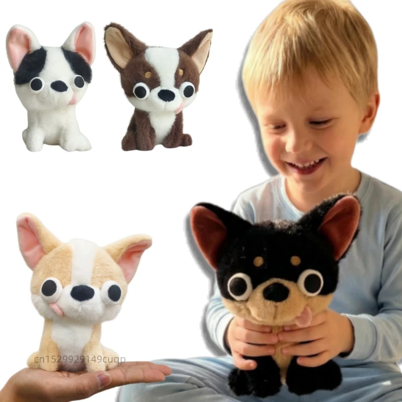 15cm Cartoon Chihuahua Plush Doll Cute Big Eyes Stick Out Tongue Dog Animal Stuffed Toy Home Decoration Gift For Children
