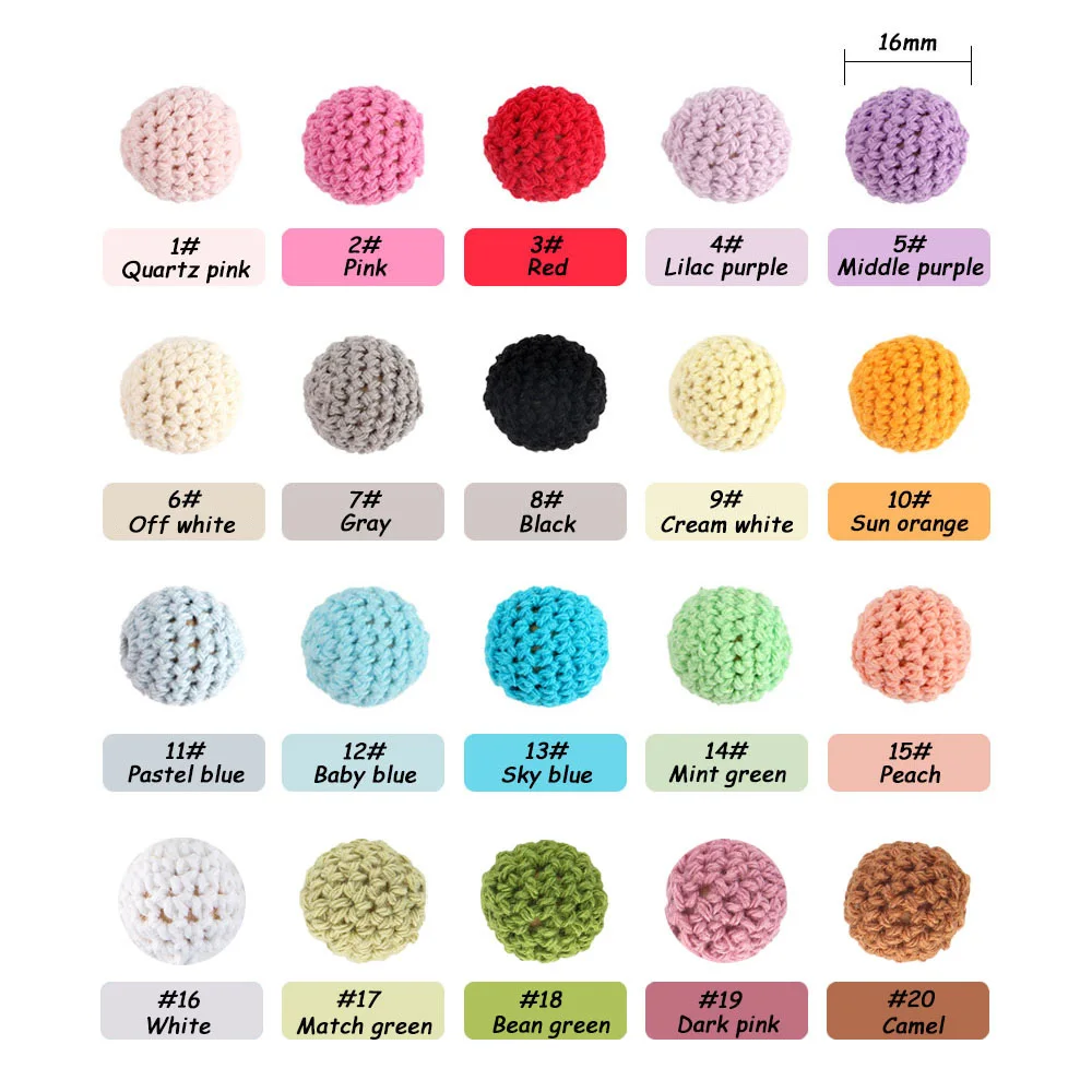 15 قطعة 16/20 مللي متر كرات الكروشيه مجموعة الخرز الخشبي المستديرة DIY بها بنفسك لصنع المجوهرات سوار قلادة أقراط مصاصة ملحقات السلسلة #5