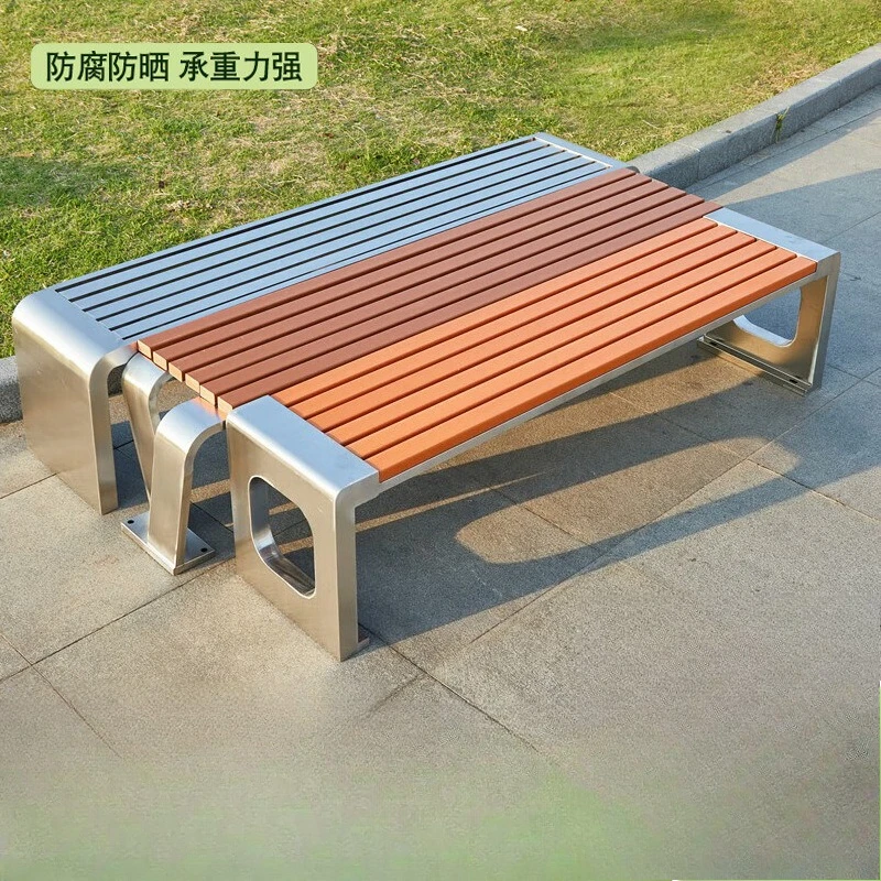 Park chair Stainless steel outdoor bench Iron chair Community square Leisure outdoor long seat Outdoor commercial