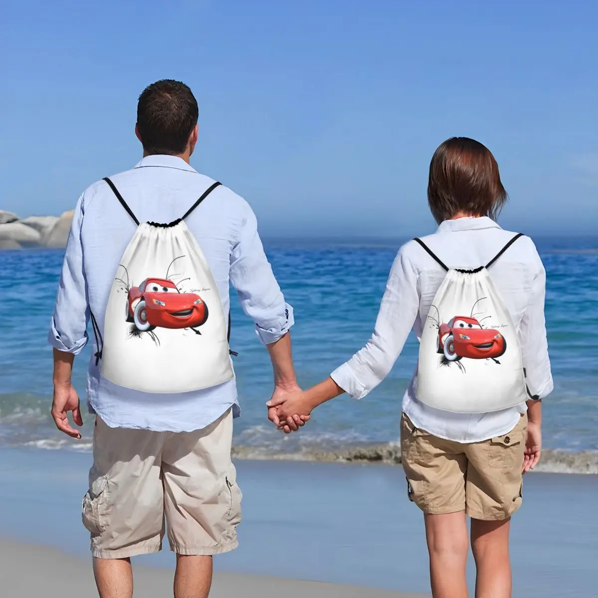 Custom Lightning Mcqueen Cars Drawstring Backpack Women Men Gym Sport Sackpack Portable Cars Training Bag Sack