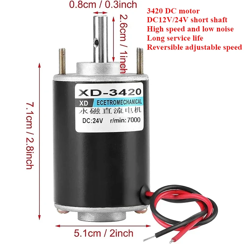 

XD-3420 12/24V 3500RPM Permanent Magnet DC Motor 7000 High Speed 30W Miniature Regulating Motoredutor 30rpm Reductor Alto Torque