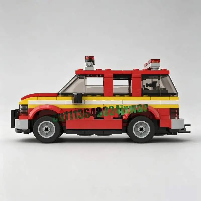 268PCS Fire Command SUV Vehicle Model Custom Puzzle DIY Assembly Building Blocks Educational Toy Emergency Rescue Popular Gifts