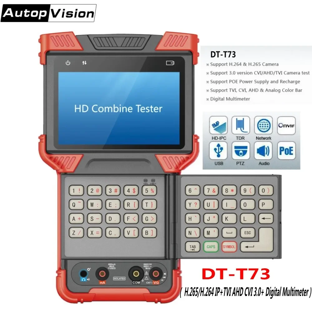 

Newest H.265 IP CCTV Camera Tester Monitor DT-T73 4.0 Inch HD Combine Tester support Analog/3.0 CVI TVI AHD /Digital Multimeter