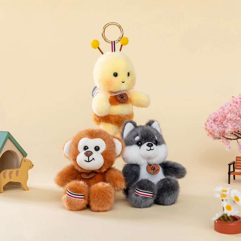 11 Styles Cartoon Animal Plush Pendant Cat Lion Crocodile Donkey Chimpanzee Toys Cute Keychain Pendant Bags Decor Car Interior view 2