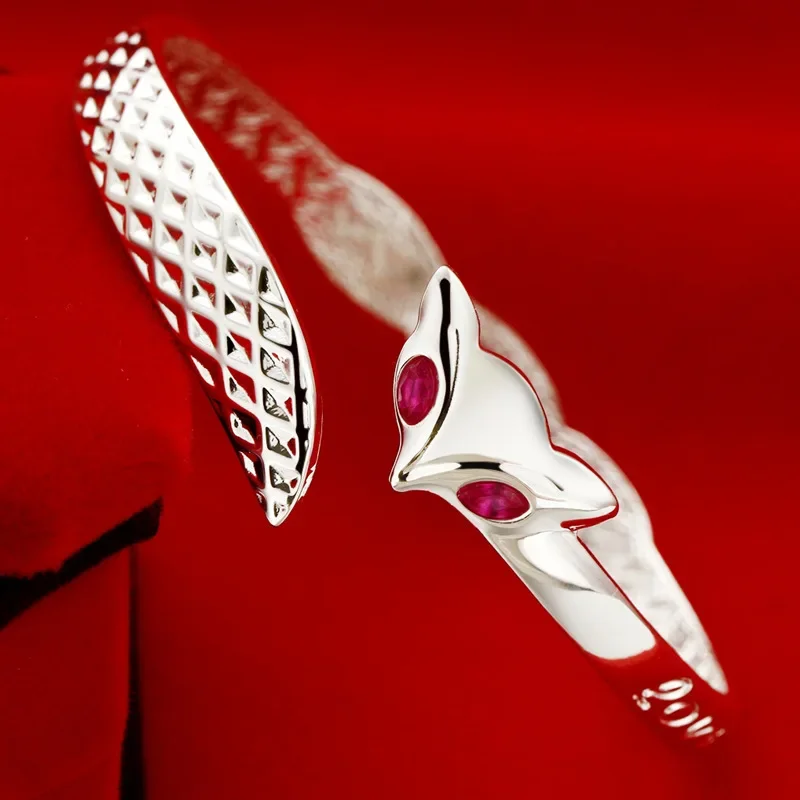 925 Sterling Silver S925 Bangle Retro Unique Design Smooth Surface Tarnish Resistant Comfortable Fit Fashion Bracelet
