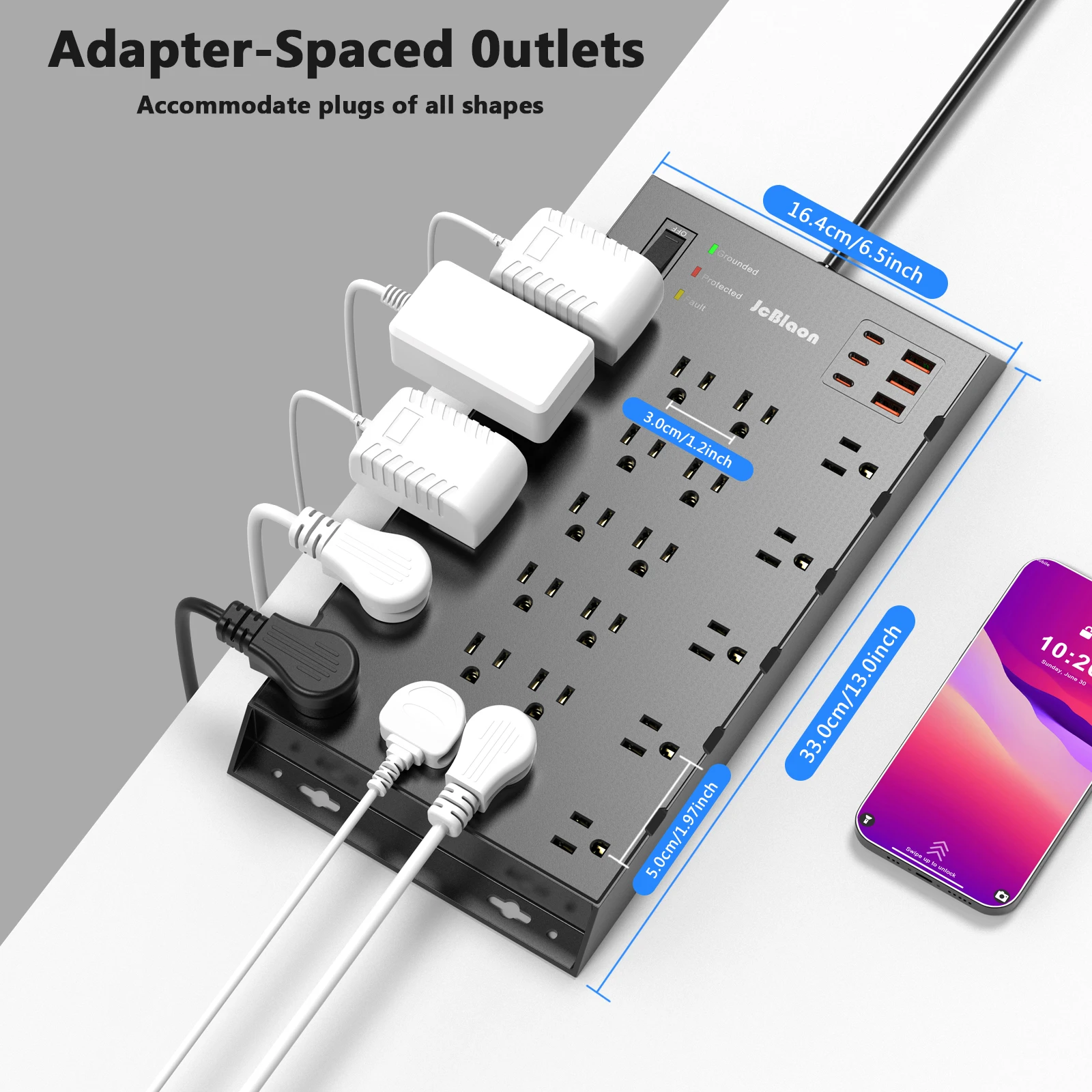 Multitap Power Strip US Plug AC Outlet USB Port 6.5ft Extension Cord Electrical Socket Smart Surge Protector Network Filter Home