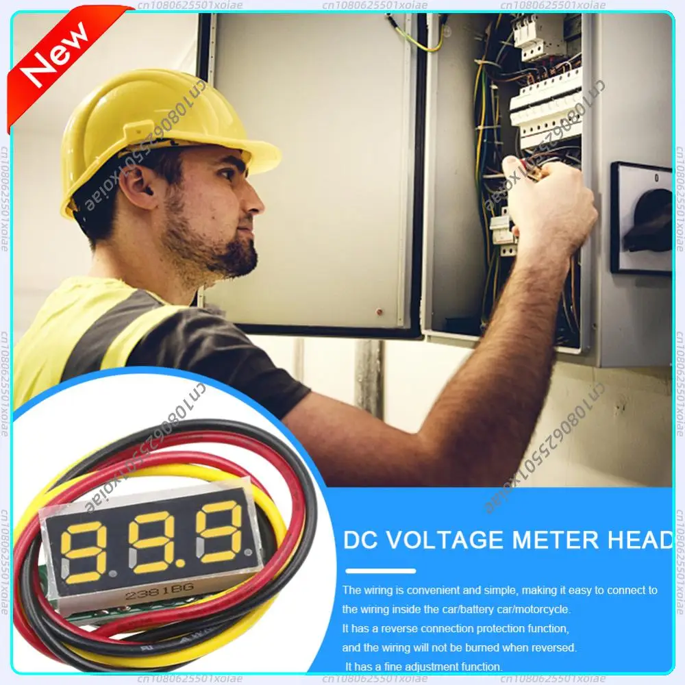 3 Wires Digital Voltage Tester Accurate Pressure Measurement Digital Voltmeter Red/Blue/Yellow/Green 0.28 Inch Mini DC Voltmeter
