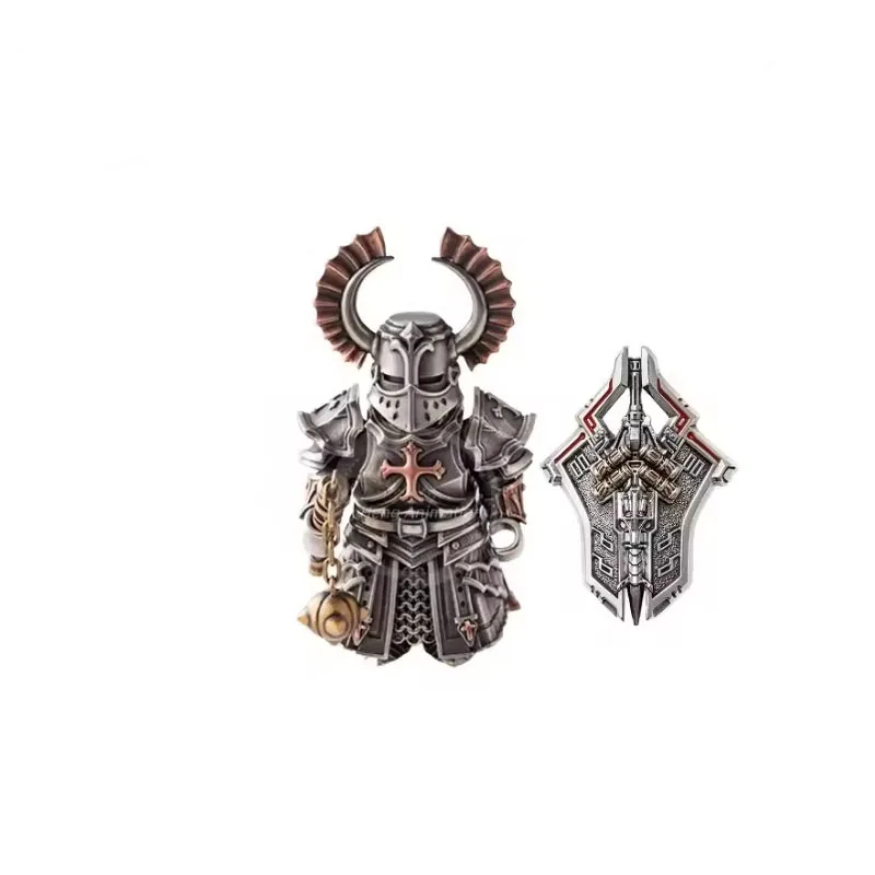 Black Knight Paladin Adjudicator Crusaders Magnetic Detachable Metal Figurine Desktop Decoration Copper Handle Figurine Cultural image 3
