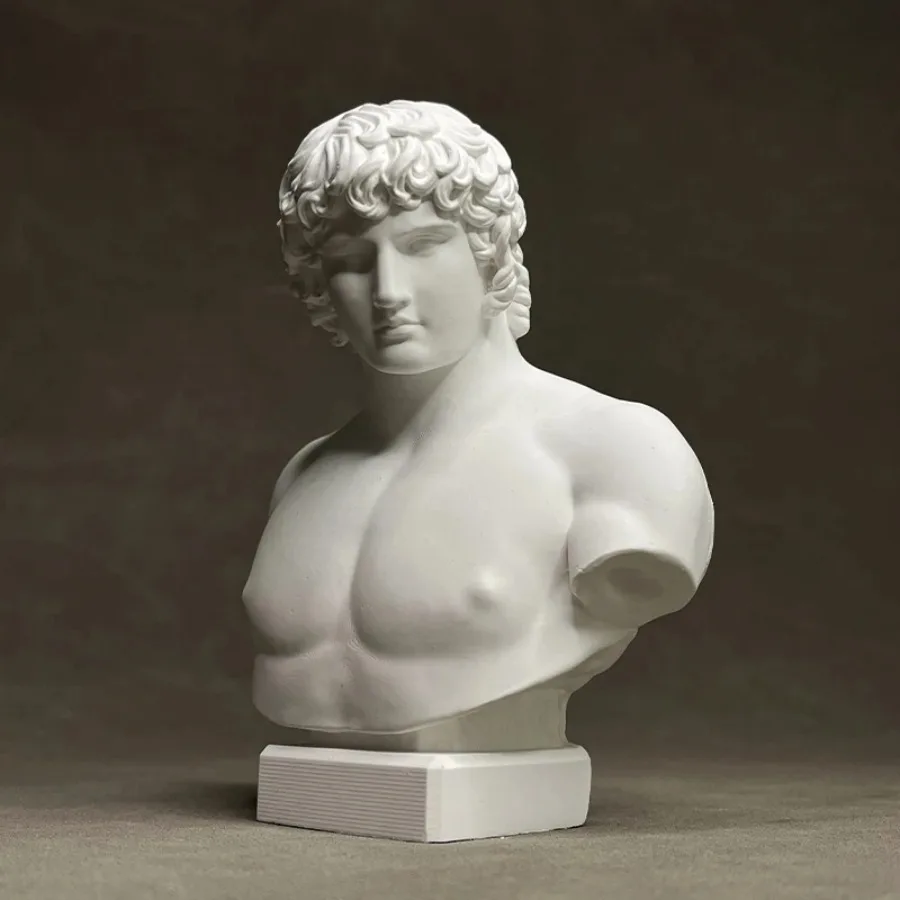 Creative Antinous Plaster Bust Statue Tabletop Ornament Classical White Sculpture Crafts Interior Aesthetic Home Decor Gift