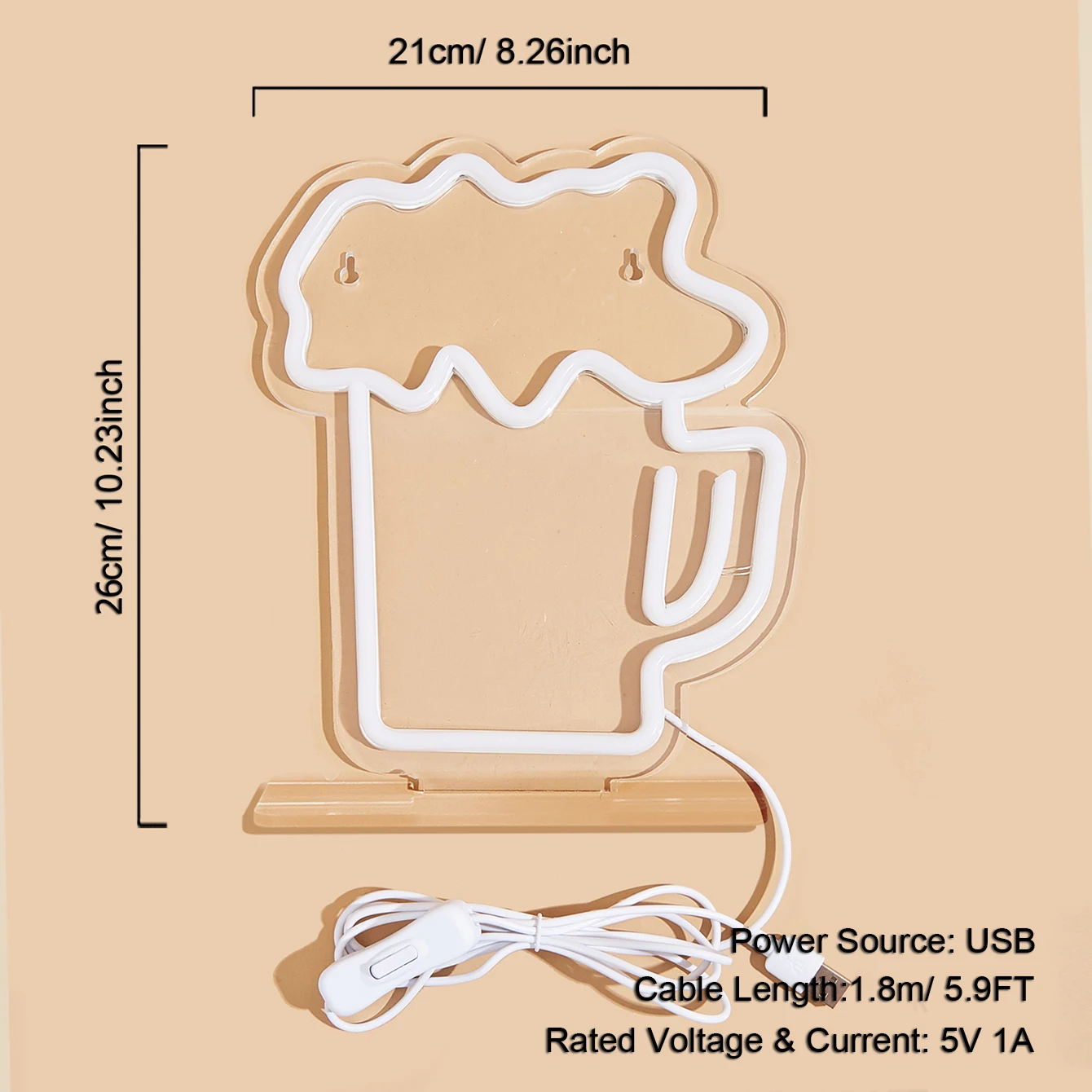 Chi-buy LED Neon Table beer mug USB Powered Neon Signs Decor Lamp Signs Birthday Gift Wall Art For Bedroom Room Bar Shop