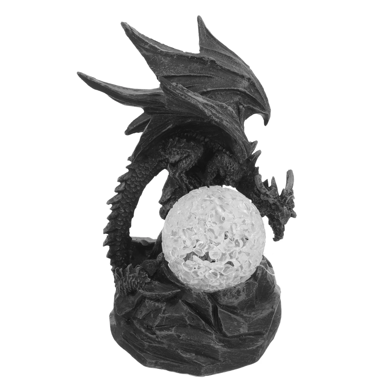 

Vintage Resin Dragon Ornament Ancient Animal Statue Light Up Ball for Desktop Shelf Garden Decoration Animals Figurines