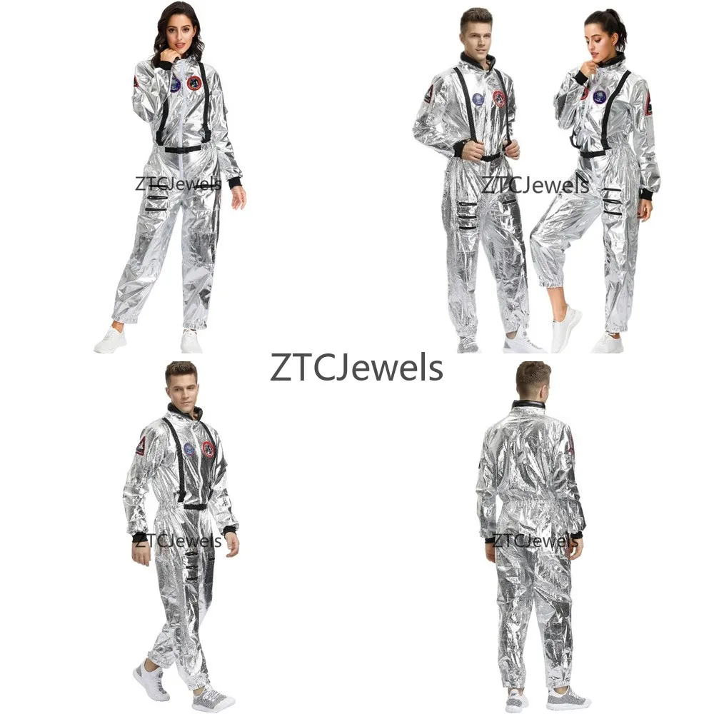 

Cosplay Astronaut Costume Silver Space Suit for Men Women Adult Children Halloween Christmas Party Dress Up Birthday Gift