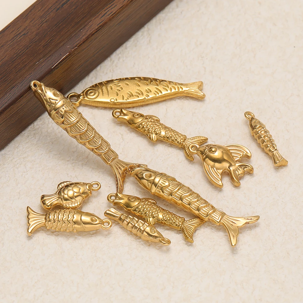 5 Stück Edelstahl Marine 3D Fisch Anhänger für DIY Damenschmuck Zubehör Halskette Armband Ohrringe Herstellung – Detail 5