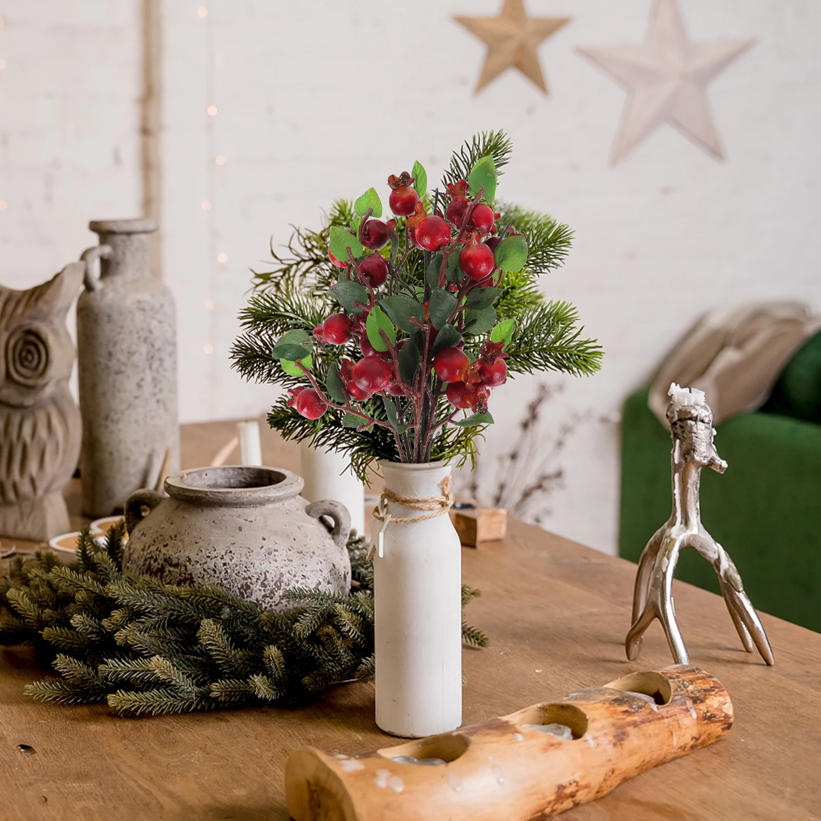 

1pc Artificial Christmas DecorationsFlowers Bright Plastic Berry Branches for Wedding Photo DIY HomeDecoration