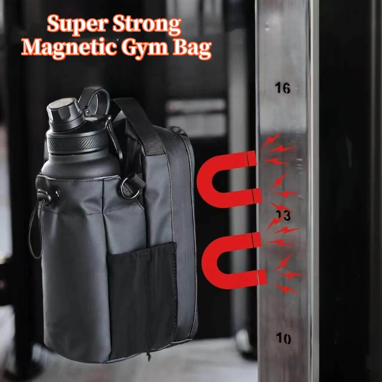 Magnetic Gym Bag Large Capacity Magnetic Carrier Bag With Phone Pocket Portable Gym Water Bottle Pouch Gym Accessories Sport Bag