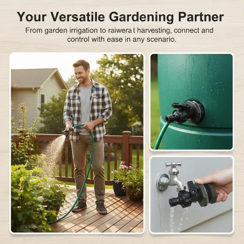PVC Rain Bucket Diverter Kit 3 4 Inch Valve Connector Durable for Outdoor Garden Water Storage and Management