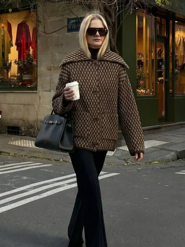 Imagen 2 del producto Chaqueta de Primavera HH 2026 para Mujer, Cárdigan de Punto Holgado e Informal, Solapa, Cierre de un Solo Botón, Manga Larga, Estilo Urbano