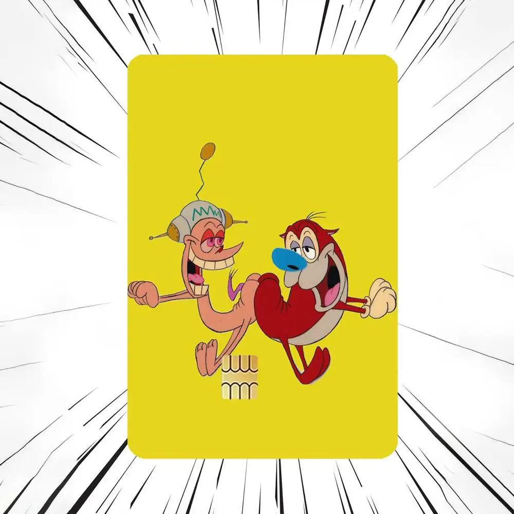 he R-Ren and Stimpy Show HD Waterproof Card Skins Protective Stickers for Credit Bank Game Cards