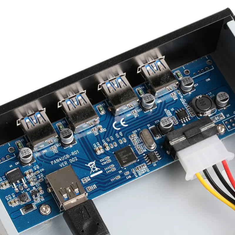 Divisores de Panel frontal de 4 puertos USB 3,0, HUB USB 3,0, adaptador de tarjeta PCI-E PCI Express de 5,25 ", Bahía de expansión de Panel frontal para PC y ordenador