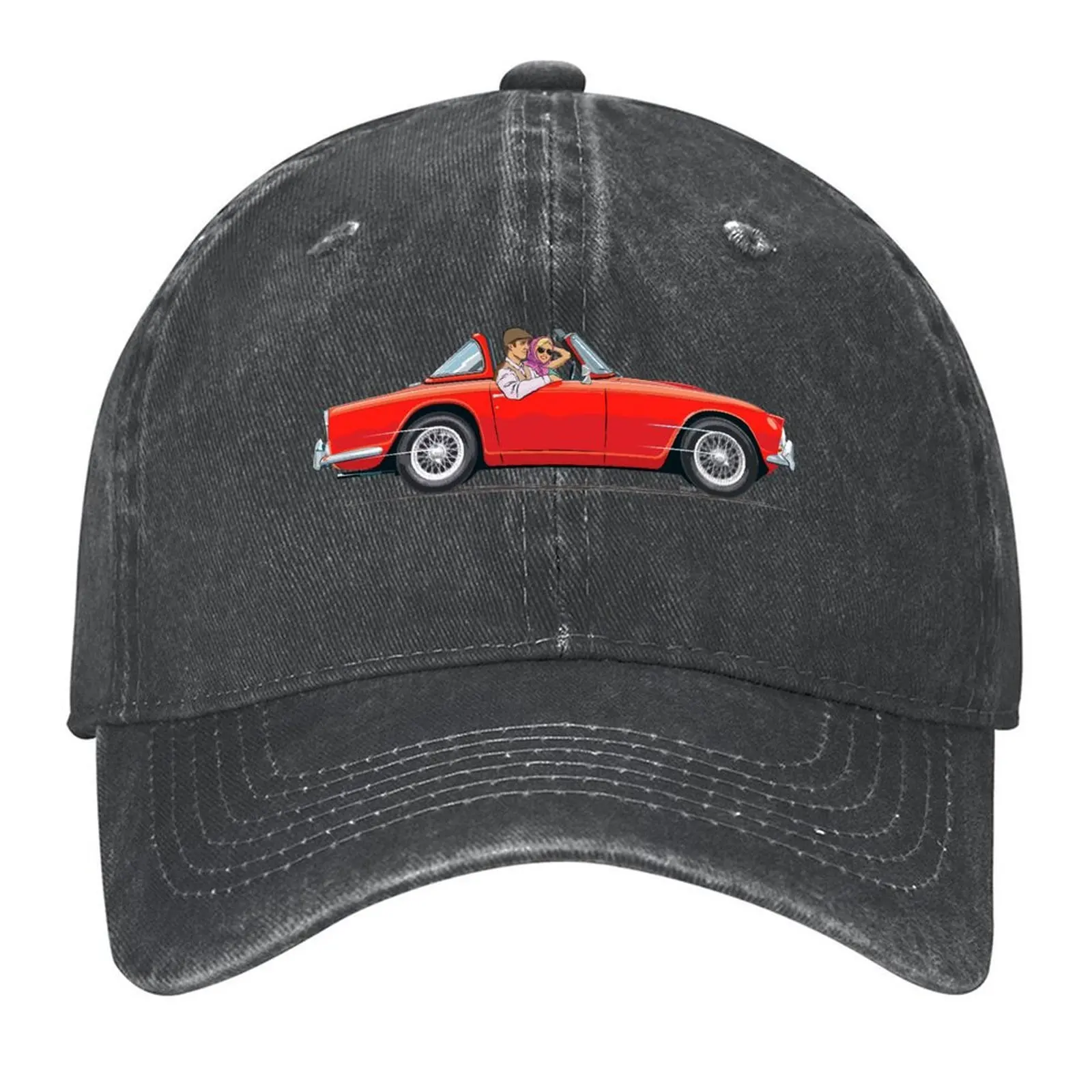 

Signal Red TR4 with optional wire wheels and Surrey Top Baseball Cap New Hat sun hat dad hat Vintage Caps For Men Women's