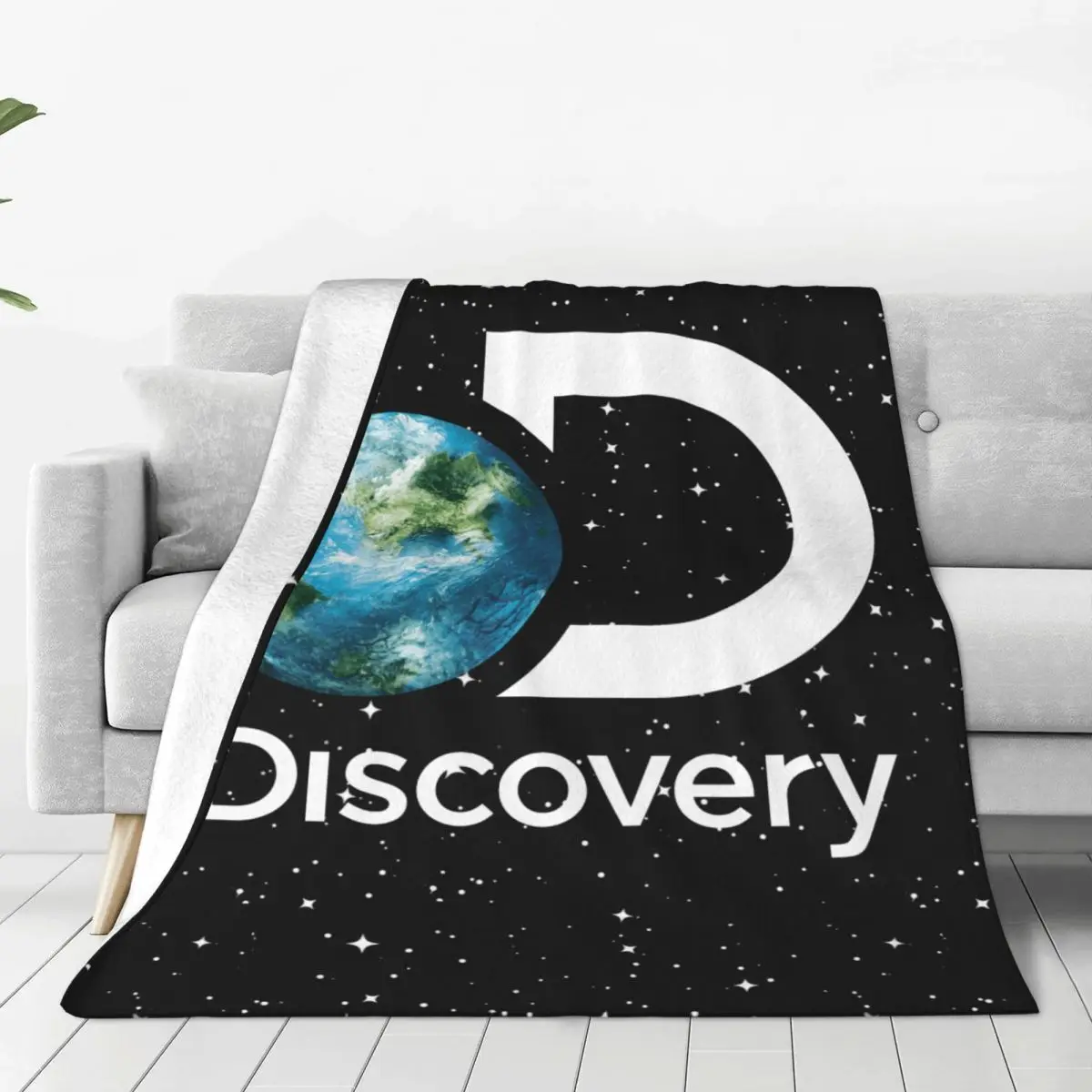 DSC Discovery Channel Symbol Blanket Coral Fleece Plush Decoration Bedding Throw Blanket Cozy Super Soft for Travel Rug Piece