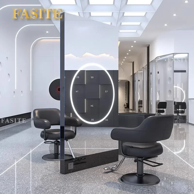 For Hair Stainless Steel Floor to Ceiling Mirror with LED Light Double Sided Full Length Cutting Mirror for Studio
