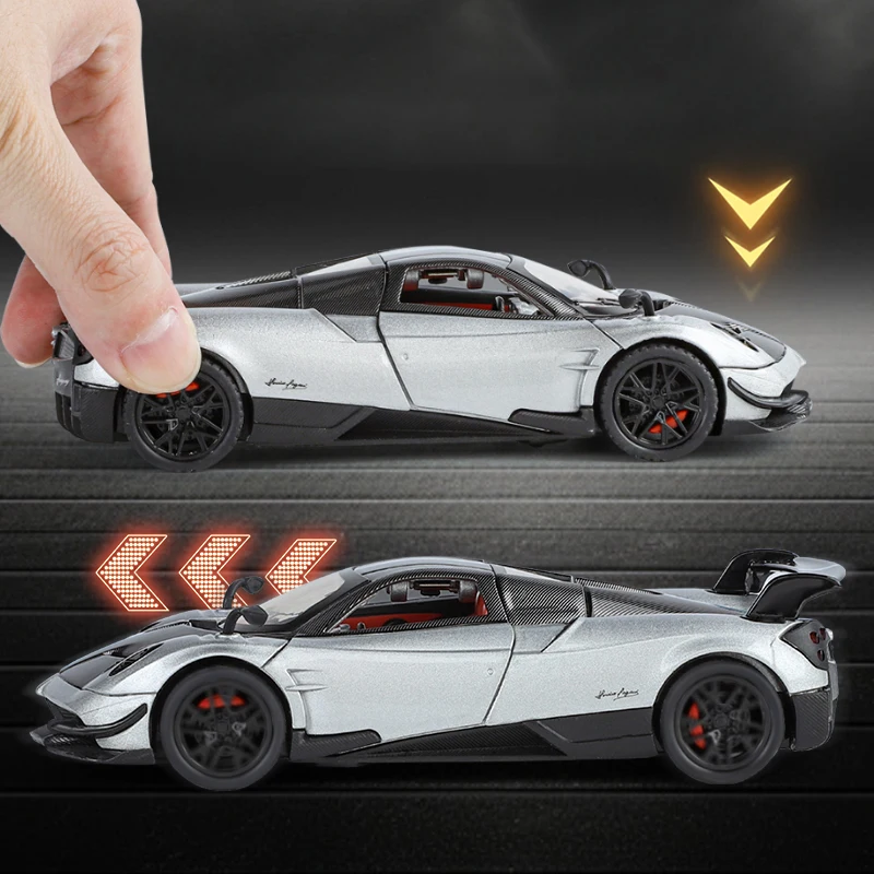 1/32 Huayra BC Luxury Sports Car Diecast Metal Racing Vehicles Premium Model Simulation Sound Light Collection Birthday Toy Gift