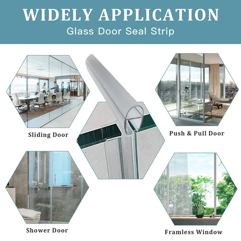 Bath Shower Screen Door Seal Strip Water Baffle 6-12mm Seal Gap Window Door Weatherstrip Glass Door Weatherstrip Hardware