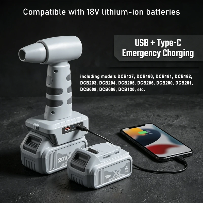 ポータブルブロワー-140000-rpm-デウォルト-18v-リチウム電池用-usb-タイプ-c-充電ポート付きコードレス屋外清掃電動工具