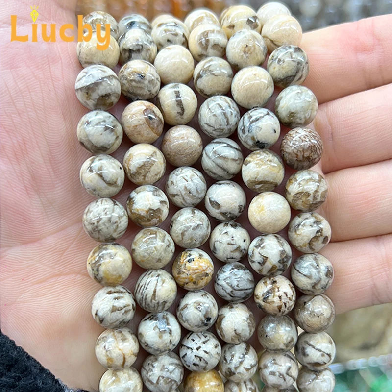 Feldspar Natural Round Beads DIY Women's earrings Vintage Charm Bracelet Fancy necklace For Jewelry Making 15