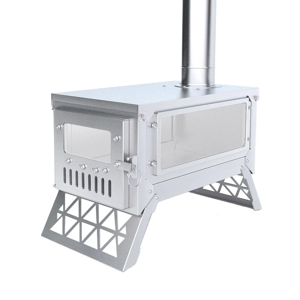 Dual-Purpose Stainless Steel Folding Wood Stove Portable Outdoor Camping Kitchen For Cooking Heating With Secondary Combustion