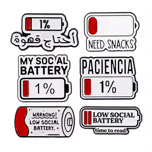 Spanish PACIENCIA Enamel Pin 1% Battery Brooch Pines Lapel Pins Badge on Backpack Clothing Accessories Fashion Jewelry Gifts - Image 2
